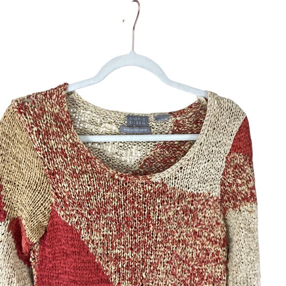 Sigrid Olsen Multicolor Patchwork Knit Sweater Women's Handmade M Artsy Casual - Picture 4 of 8